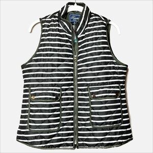 Rosette NWT quilted vest green stripe zip pockets new gift idea for her medium